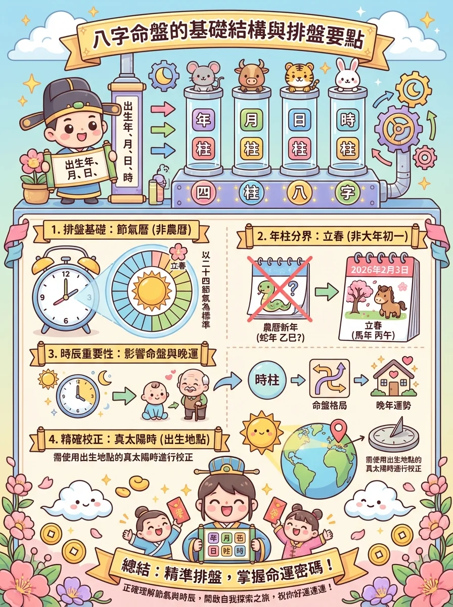 八字命盤的基礎結構與排盤要點