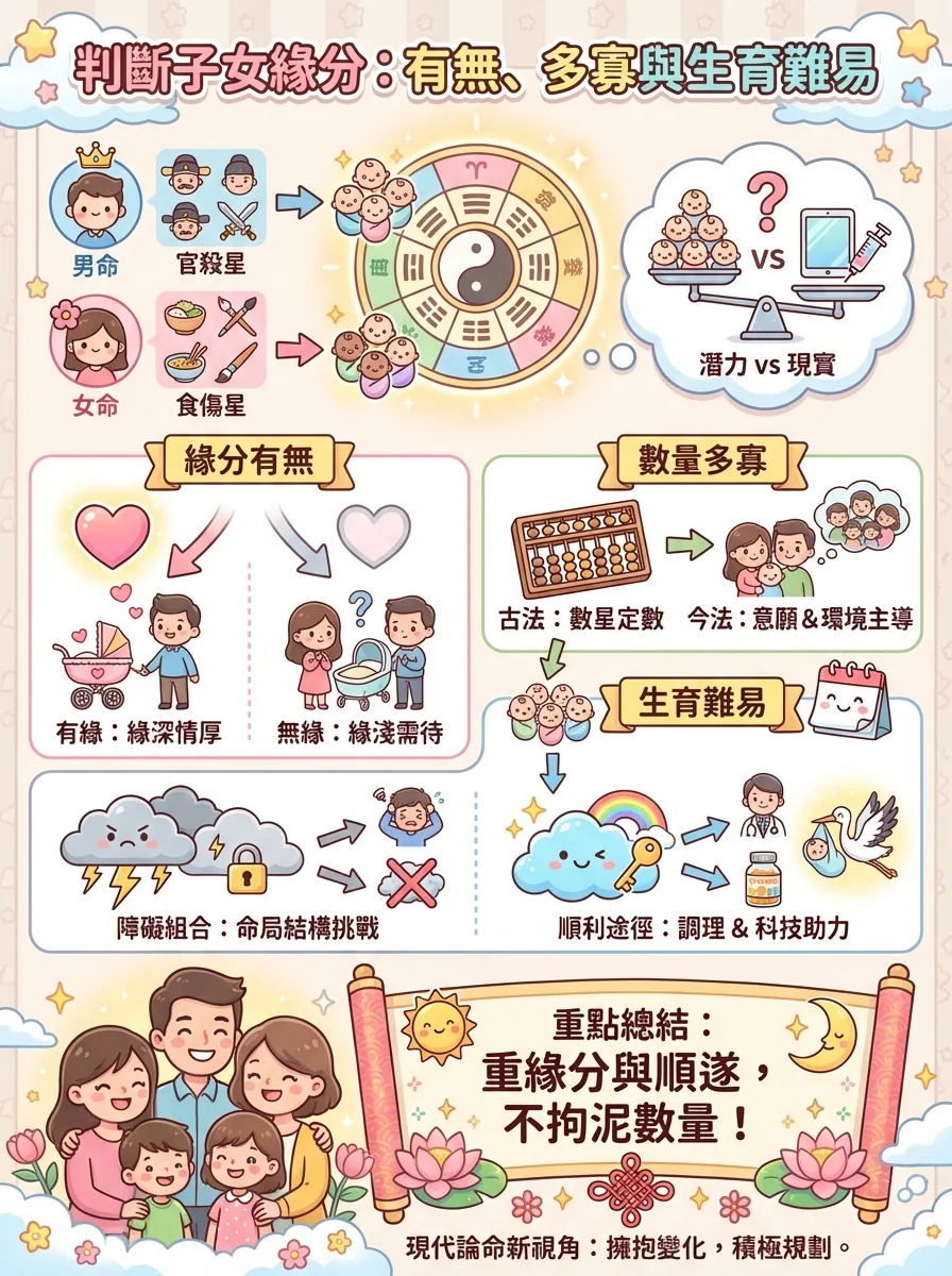 判斷子女緣分：有無、多寡與生育難易