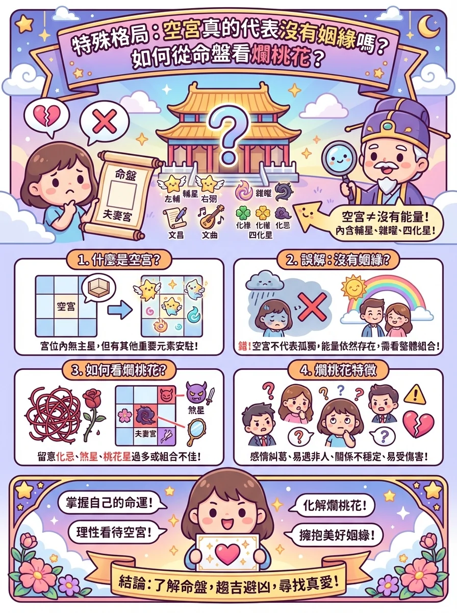 特殊格局：空宮真的代表沒有姻緣嗎？如何從命盤看爛桃花？