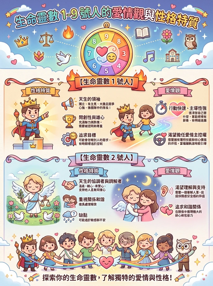 生命靈數 1-9 號人的愛情觀與性格特質