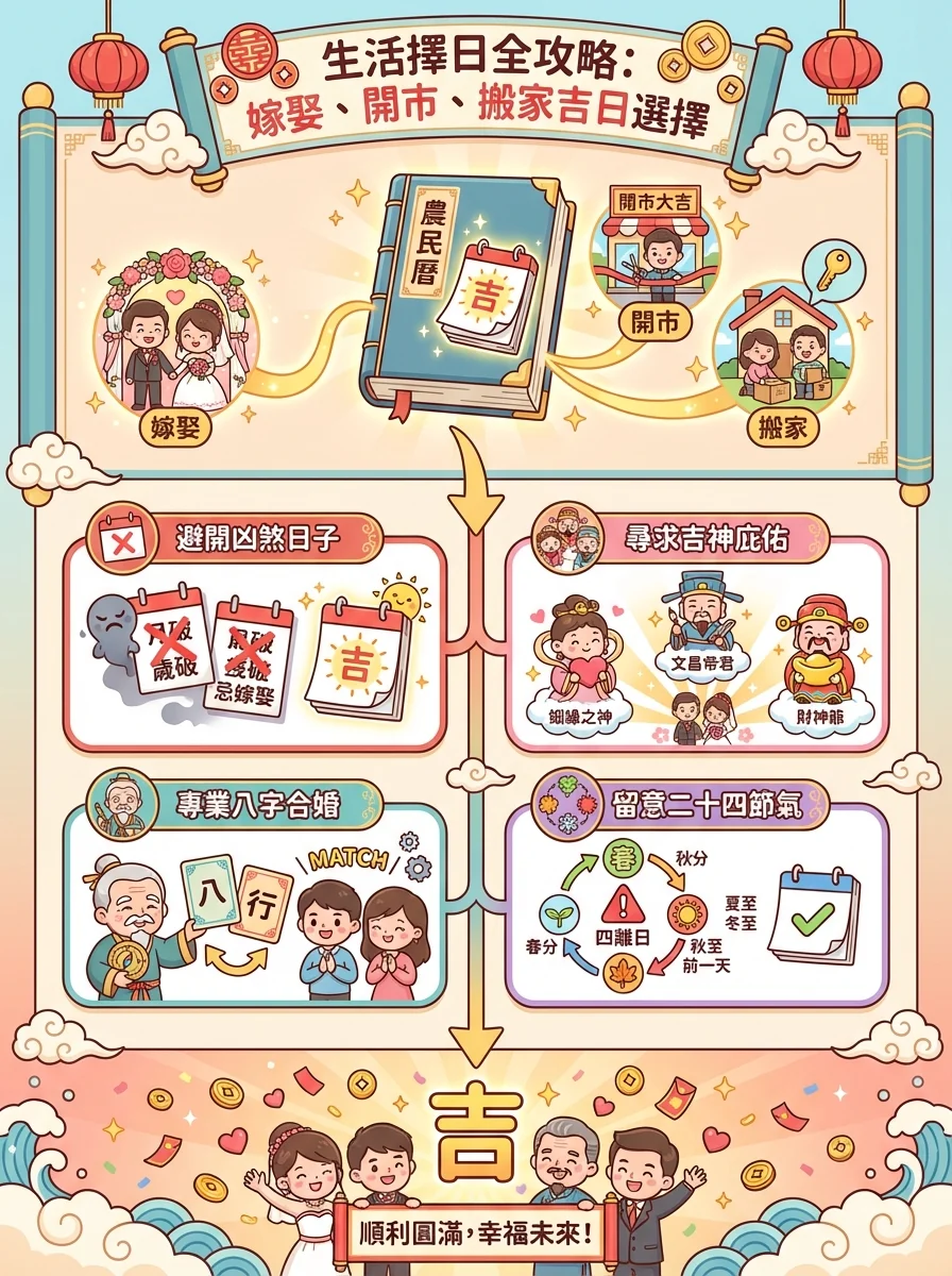 生活擇日全攻略：嫁娶、開市、搬家吉日選擇