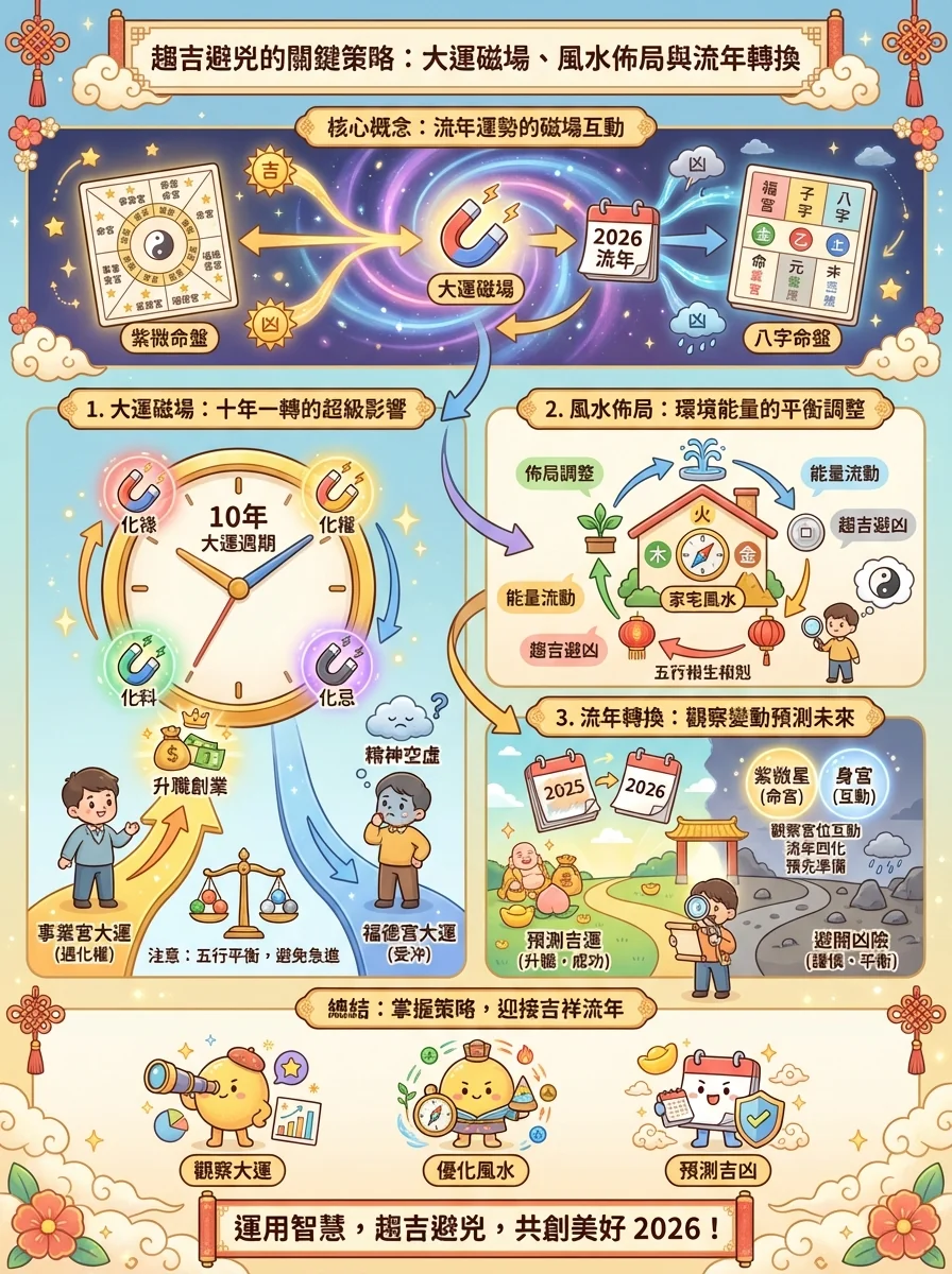 趨吉避兇的關鍵策略：大運磁場、風水佈局與流年轉換