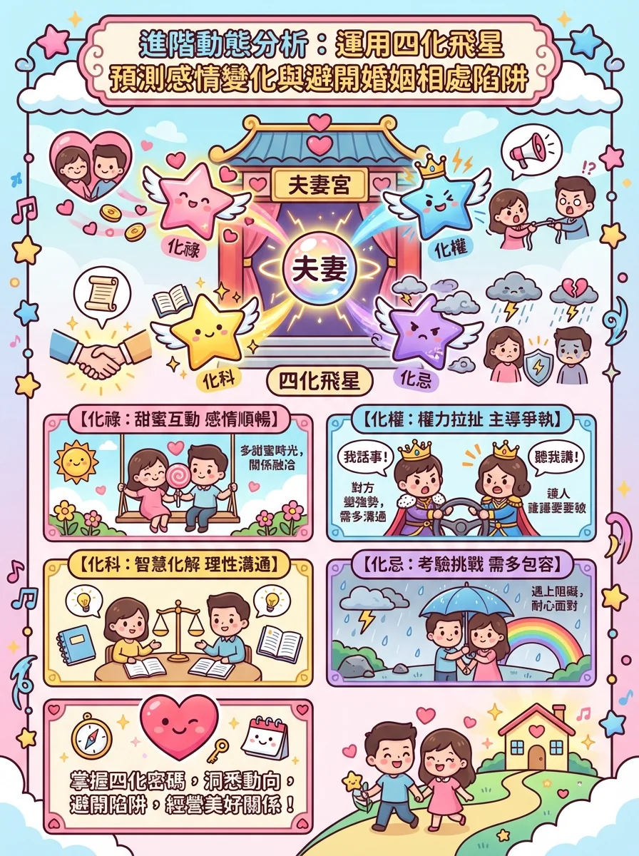 進階動態分析：運用四化飛星預測感情變化與避開婚姻相處陷阱